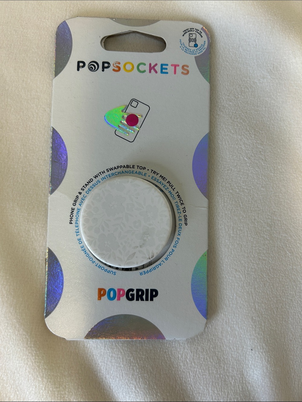 PopSockets PopGrip Swappable Top - White Floral